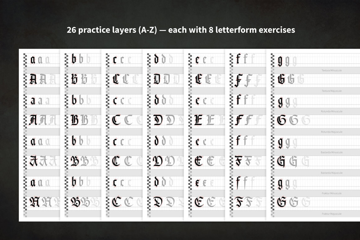 Blackletter Procreate Learning Guide, a Brush Add-On by Jake Rainis (Photo 3 of 9)