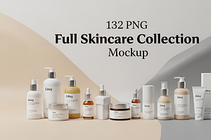 132 Full Skincare Collection Mockup, an Advertising Mockup by adenpinkstore