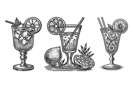 Citrus Cocktails with Ice and, a Food Illustration by AlexArt
