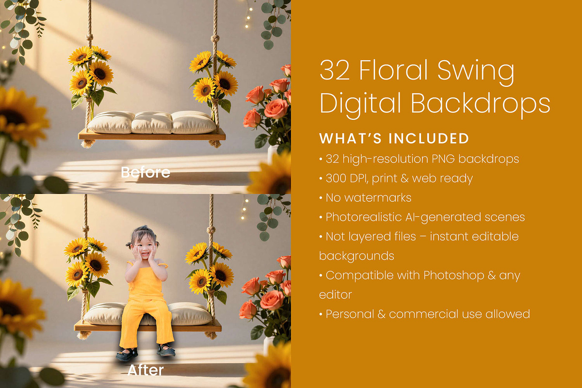 32 Floral Swing Digital Backdrops, a Background Graphic by 3Motional (Photo 5 of 10)