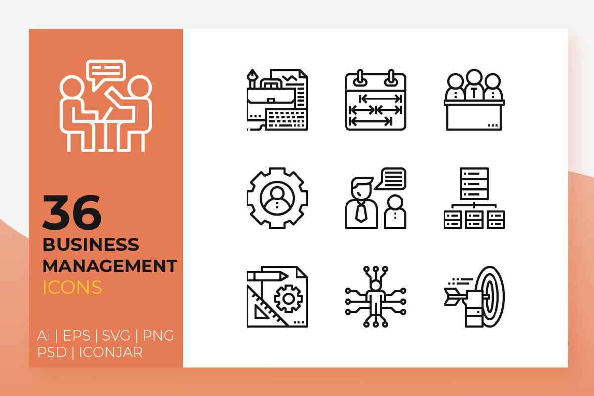 Business Management Icons, an Outline Icon by Becris (Photo 1 of 3)