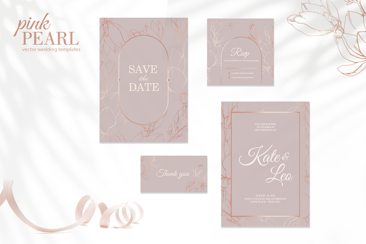 Pink Pearl wedding illustrations, an Invitation Template by L- design studio (Photo 5 of 9)