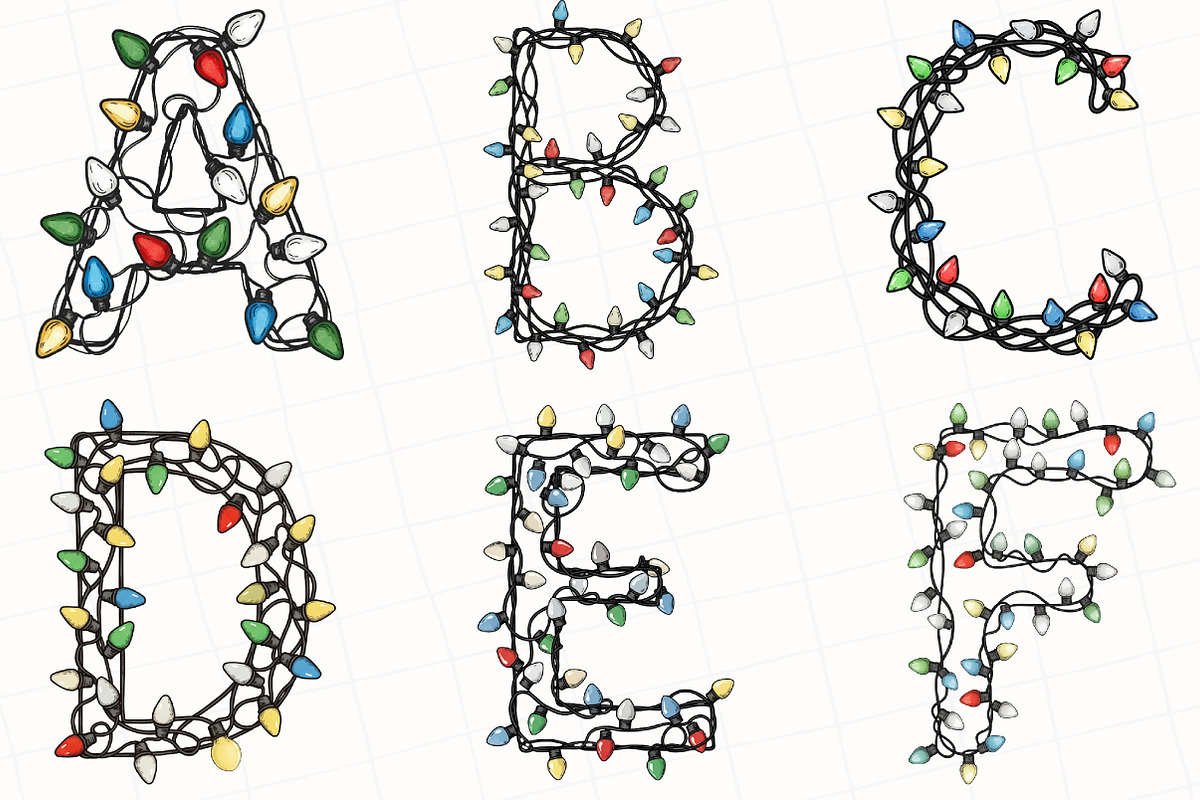 Christmas Lights Alphabet Clipart, an Illustration by OK Design (Photo 2 of 5)