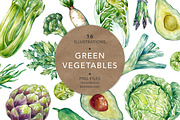 Green Vegetables. Watercolor Bundle, an Illustration by Olga Olmix (Thumbnail 1 of 10)
