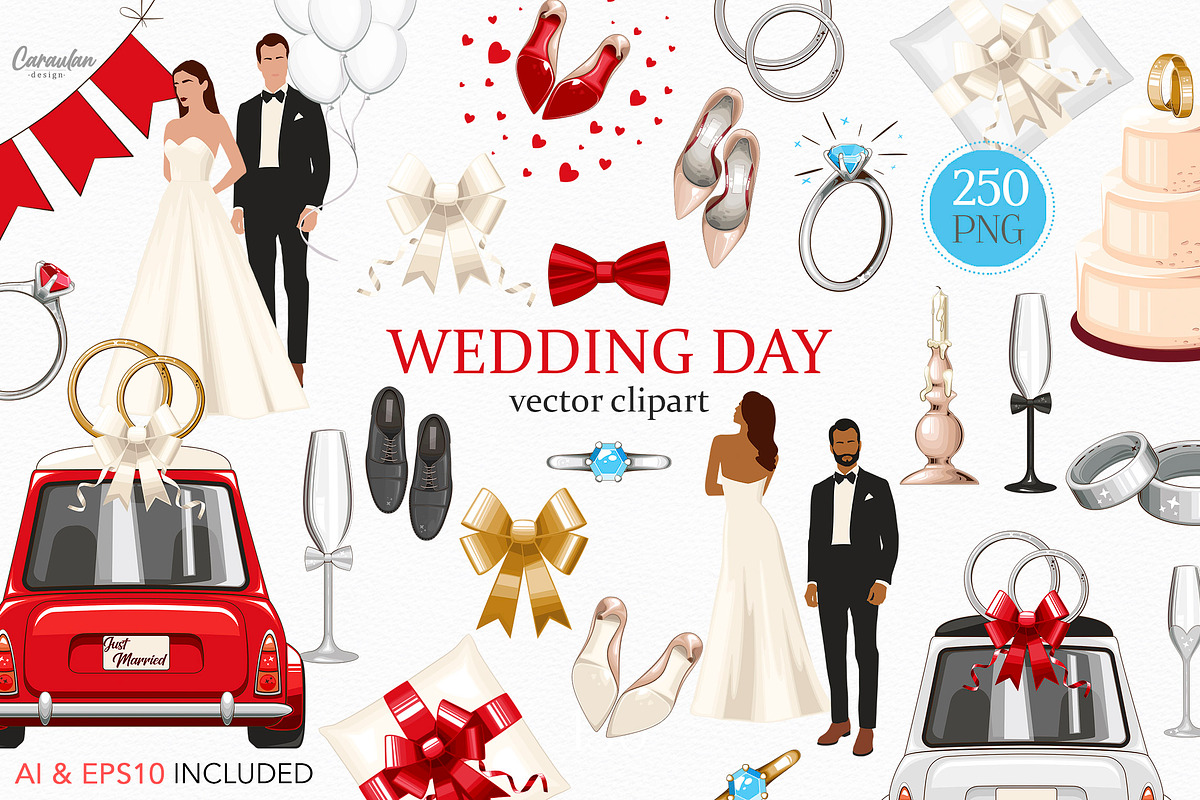 WEDDING DAY CLIPART, a Decorative Illustration by Serghei Caraulan (Photo 1 of 8)
