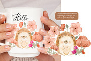 watercolour flower cute hedgehog, an Illustration by hanacrochetdesign (Thumbnail 5 of 7)