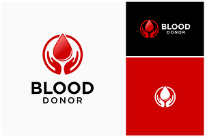 Blood Drop Hand Giving Logo, a Branding & Logo Template by ika trisiana