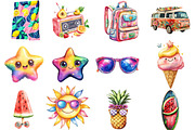 Funky Summer Clipart, an Illustration by Watercolor design (Thumbnail 2 of 5)