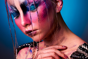 portrait of a girl in makeup body art body painting butterfly wi, a Person Photo by Weddings, People, Travel