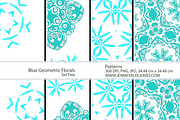 Blue Geometric Florals - Set Two, a Pattern Graphic by Jennifer Lee Jones (Thumbnail 1 of 5)