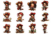 Whimsical Western Cowgirl Clipart, a Seasonal Illustration by CitraGraphics (Thumbnail 3 of 6)