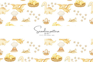 baby dinosaur seamless pattern, a Pattern Graphic by Pink Studio Art