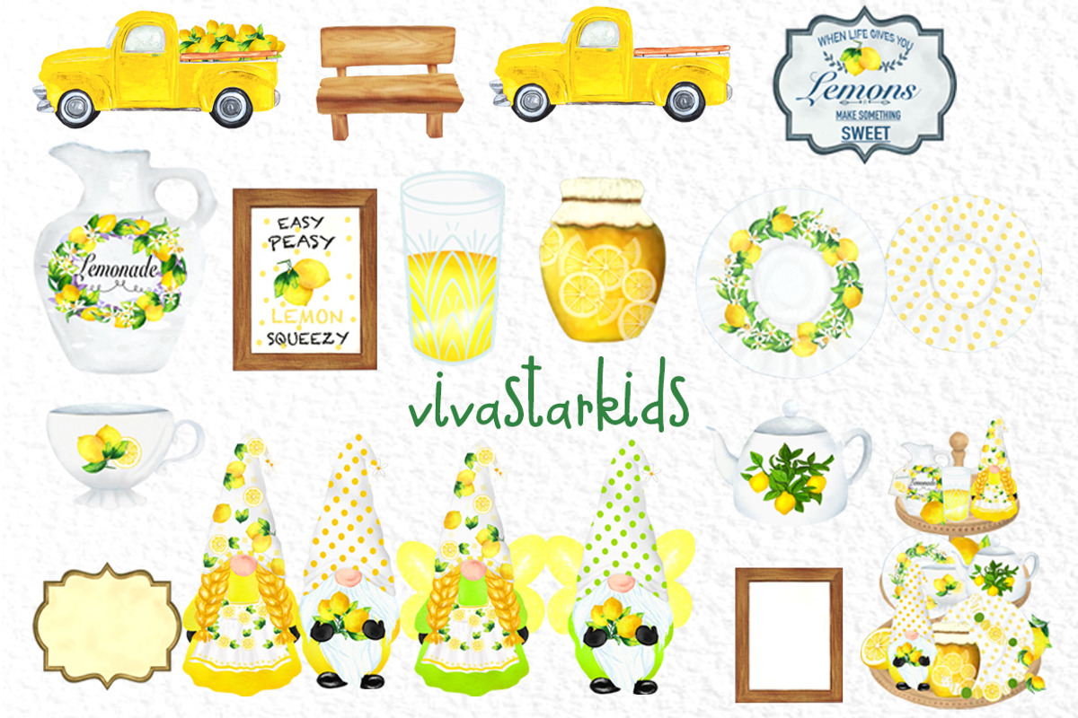 Lemon decor Clipart Lemon tree, a Decorative Illustration by vivastarkids (Photo 3 of 7)