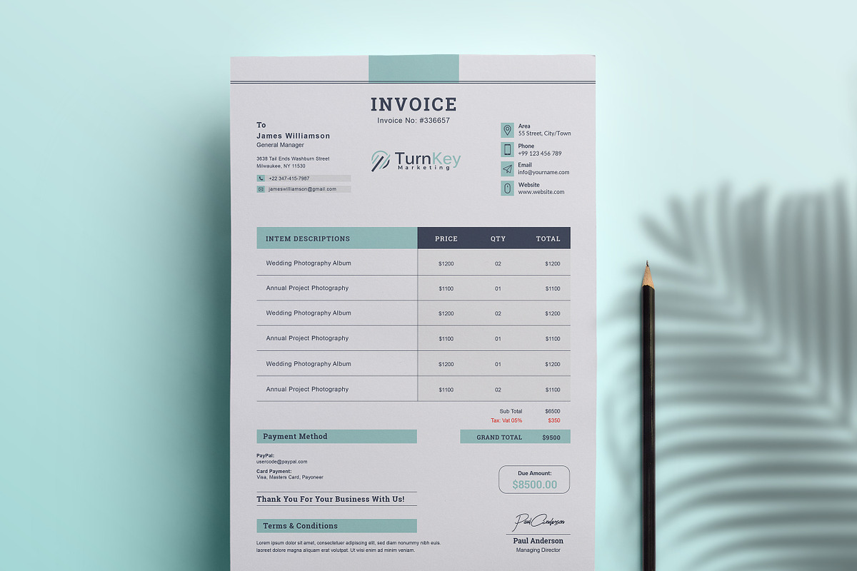 Invoice, a Stationery Template by TelaTemplates (Photo 4 of 8)
