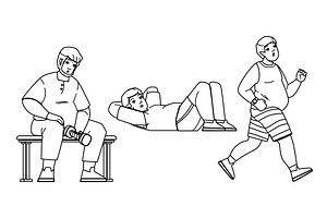 lifestyle overweight man fitness, a Person Illustration by pikepicture