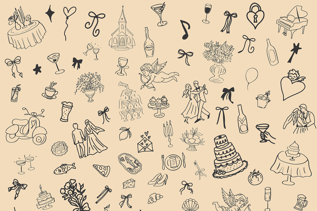 Handdrawn Whimsical Wedding Doodles, a Decorative Illustration by Amalia Calligraphy (Photo 4 of 7)