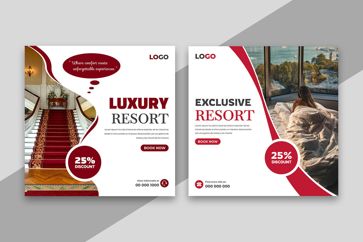 Luxury Hotels Social Media Post, a Social Media Template by Designgrove (Photo 1 of 2)