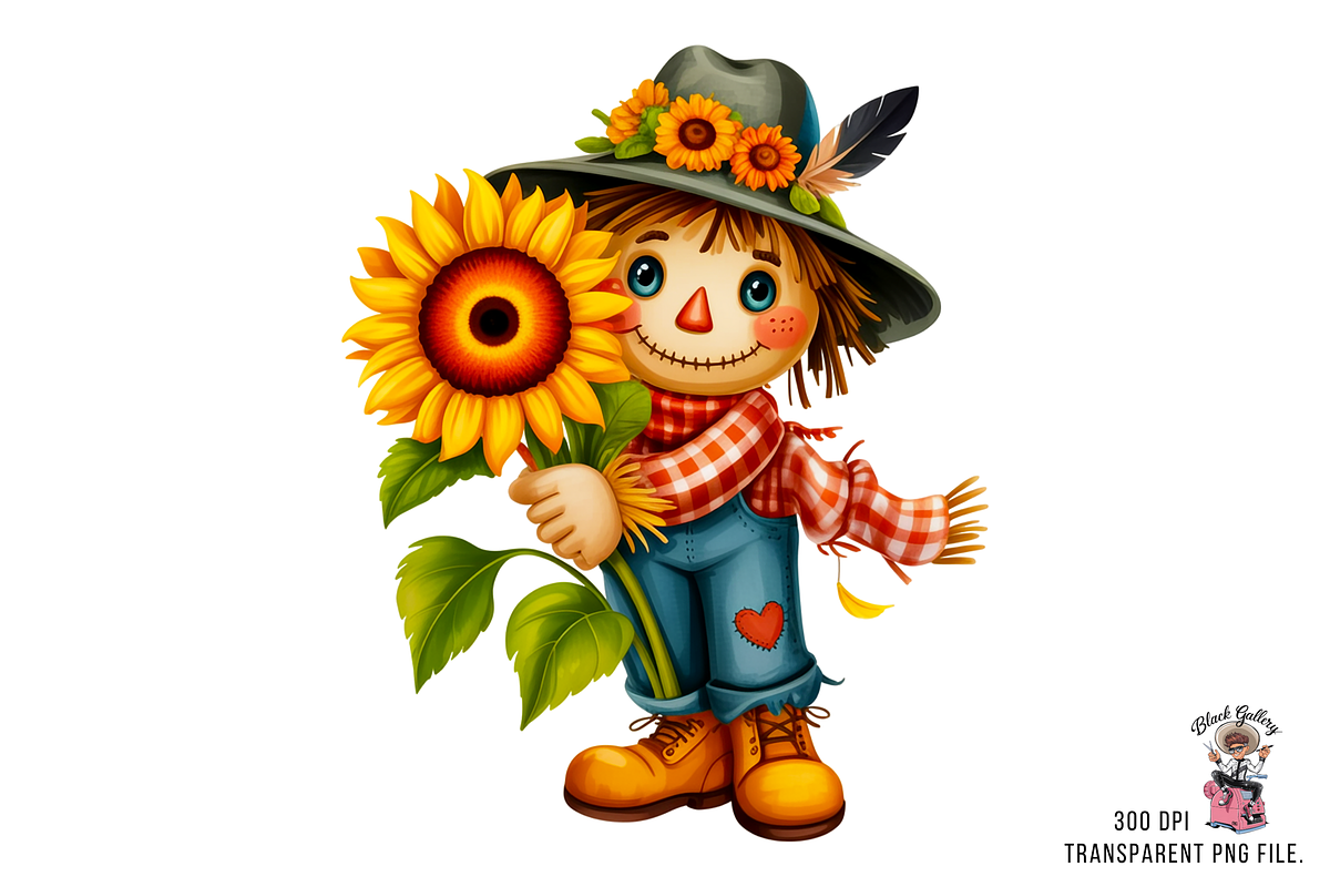 Cute Scarecrow Clipart PNG Bundle, a Graphic by Clipart Bloom (Photo 2 of 11)
