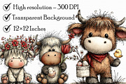 Whimsical Easter Highland Cow Clipar, an Illustration by Libby Wishes (Thumbnail 6 of 7)