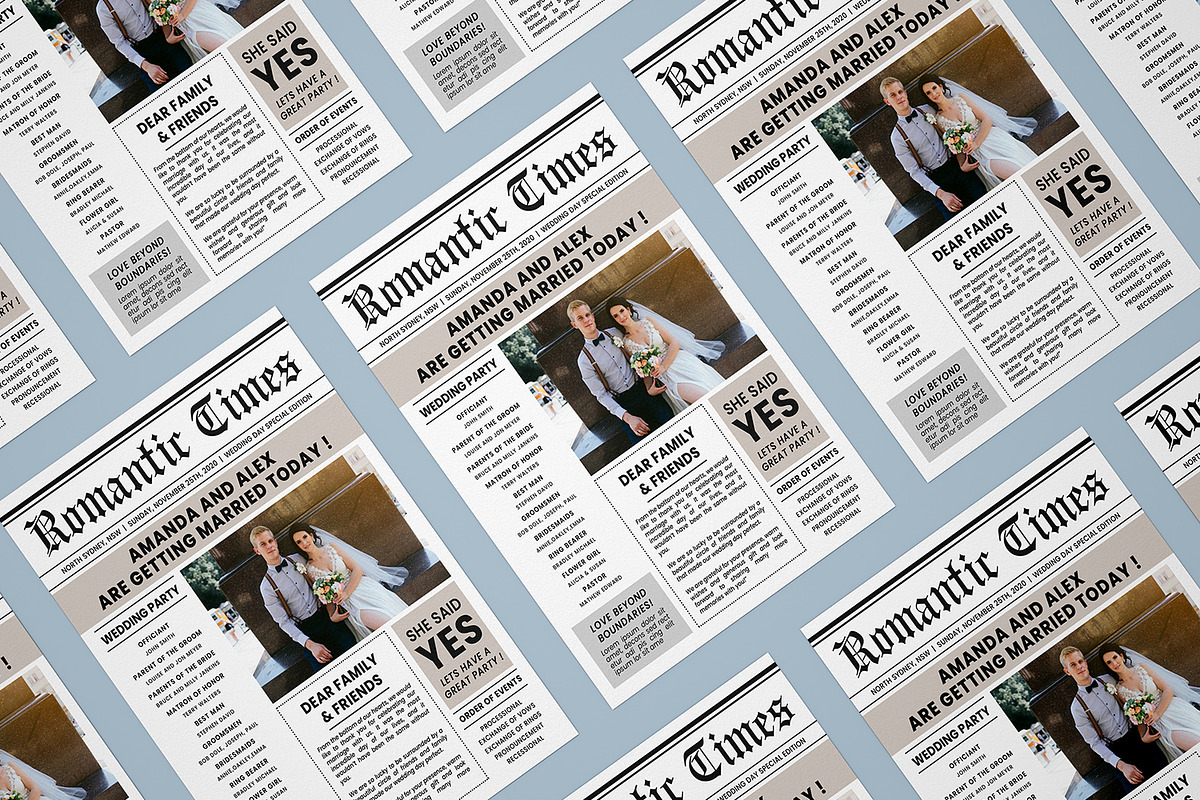 Wedding Newspaper Template, a Stationery Template by crazyOWL (Photo 2 of 3)
