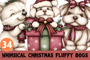 Whimsical Christmas Fluffy Dogs, a Graphic by CitraGraphics