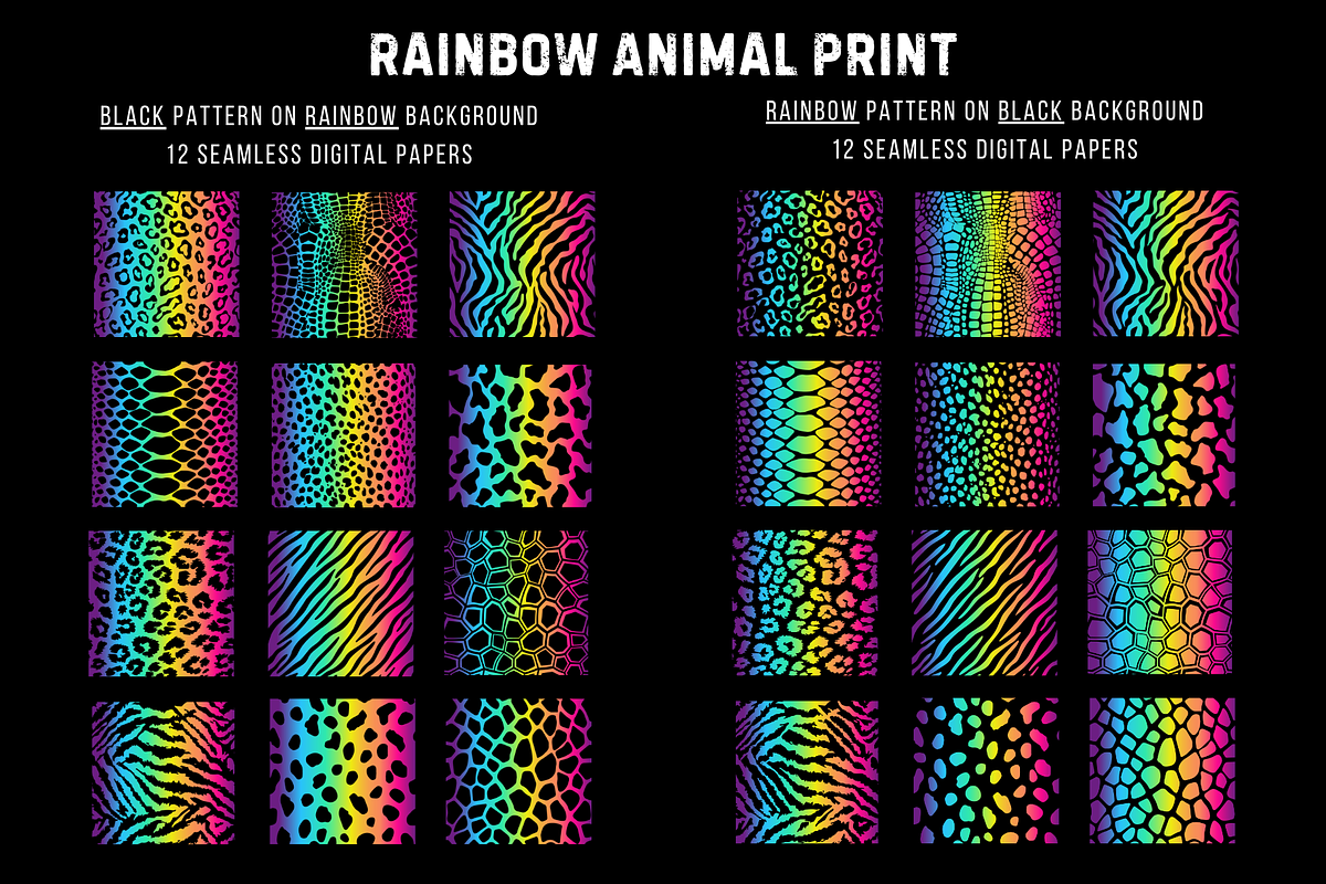 Rainbow Animal Print Digital Paper, a Pattern Graphic by Chromolume Studio (Photo 2 of 39)
