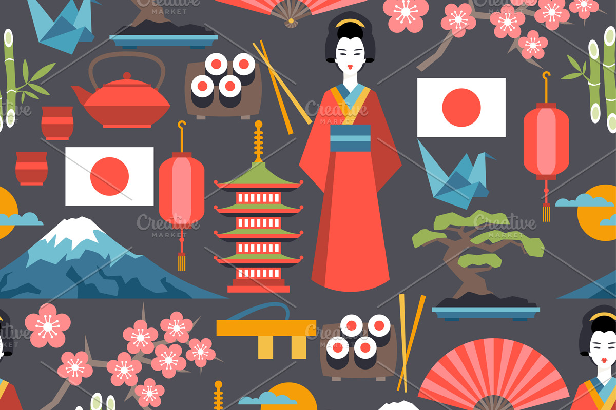Japan seamless patterns.