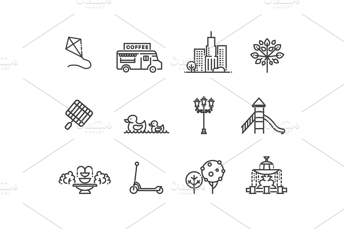 City Park Icons Set, an Object Illustration by Tettygreen (Photo 3 of 3)