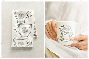 Tea Cups, Teapots And Roses