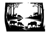 Wildlife Forest Silhouette Vector Bu, an Illustration by Designs_River (Thumbnail 17 of 51)