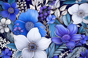 Blue Floral Christmas