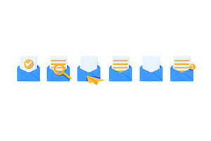 Blue 3D mail envelope icons with, a Finance Illustration by Abscent