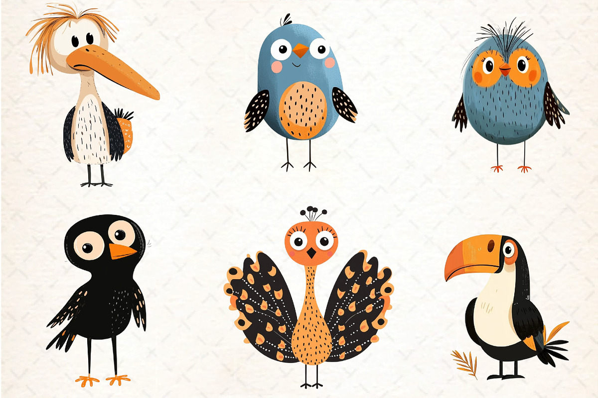 Quirky Birds Hand-Drawn Clipart, an Illustration by DreamCafeArt (Photo 2 of 8)