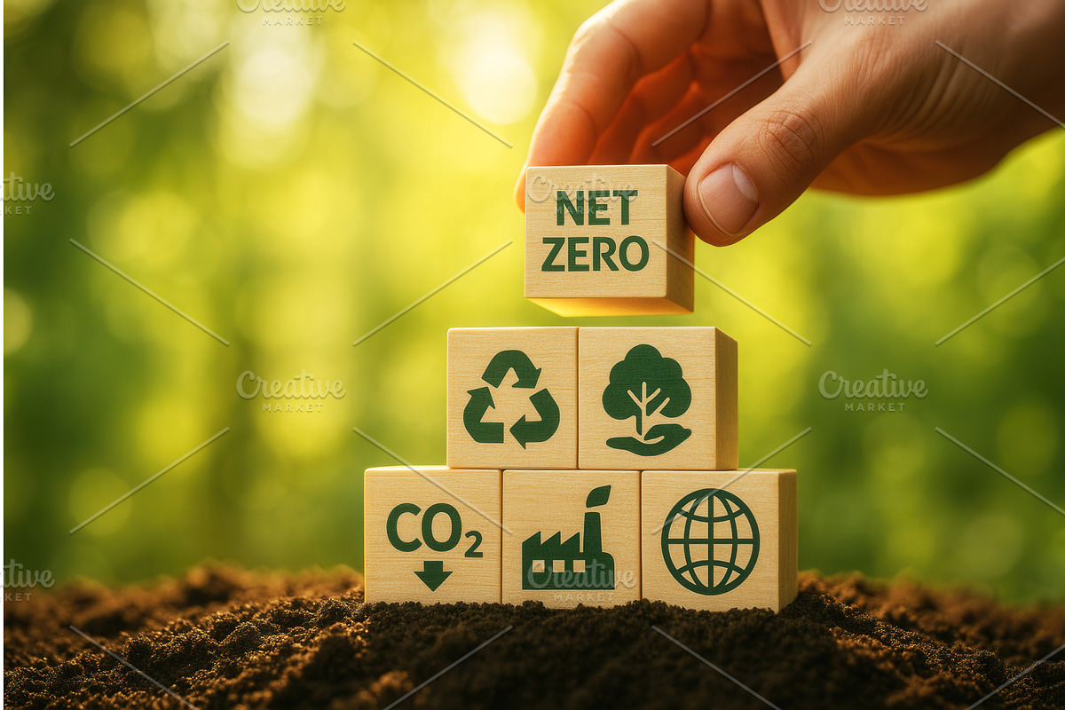 Wooden blocks with eco-friendly, an Object Illustration by Sergey Kotenev