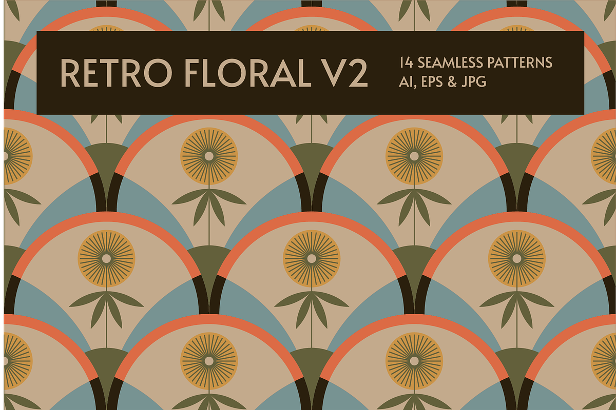 Retro Floral Seamless Patterns V2, a Pattern Graphic by Firowerk (Photo 1 of 5)