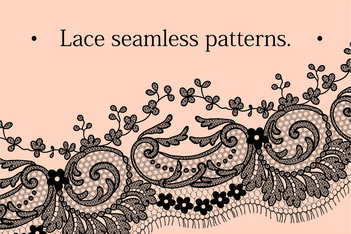 Black lace seamless ribbons., a Pattern Graphic by Ajuga (Photo 1 of 4)