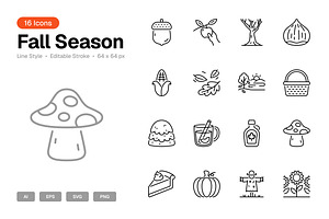 Fall Season Icon Set, an Outline Icon by Eklip Studio