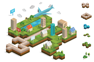Isometric City Map Builder Vector