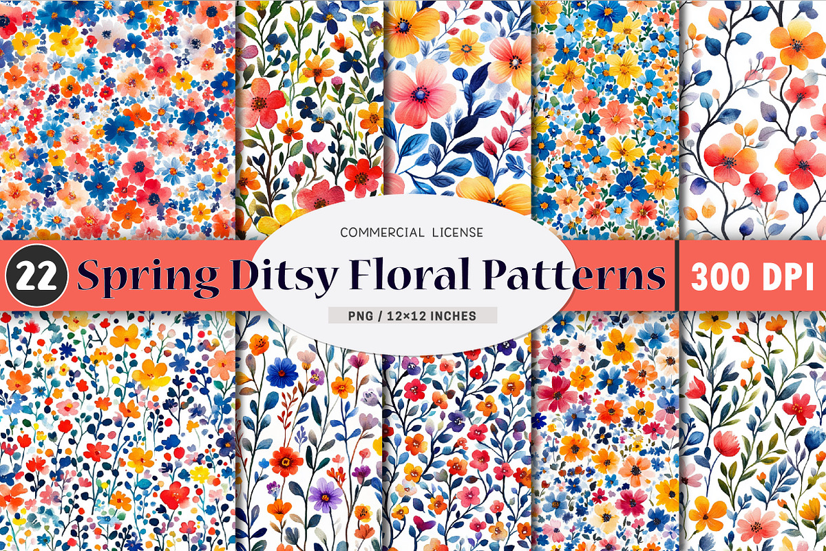 Spring Ditsy Floral Patterns, an Illustration by SinaCreation (Photo 1 of 5)