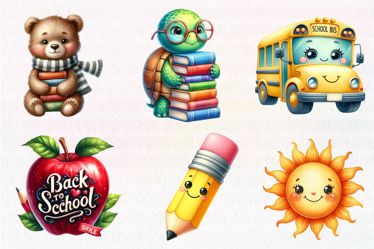Kawaii Back to School Clipart, an Illustration by CreationArt (Photo 3 of 5)