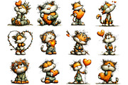 Whimsical Valentine Cat Clipart, an Illustration by Designking (Thumbnail 2 of 5)