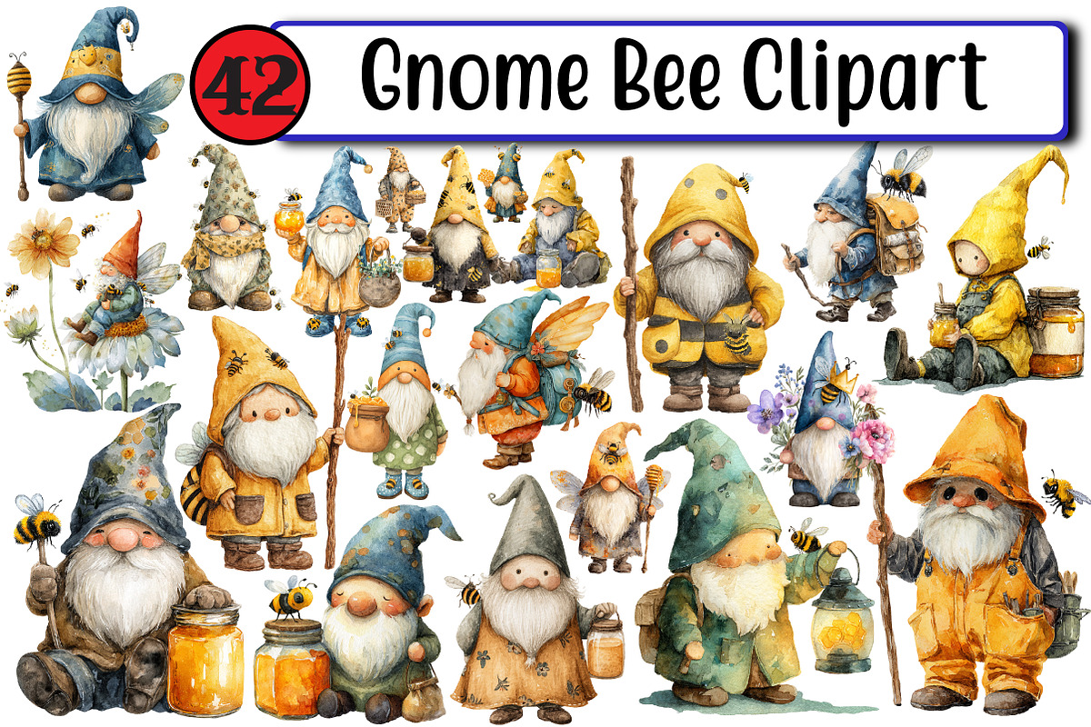 Gnome Bee Clipart, an Illustration by Design Market (Photo 1 of 3)