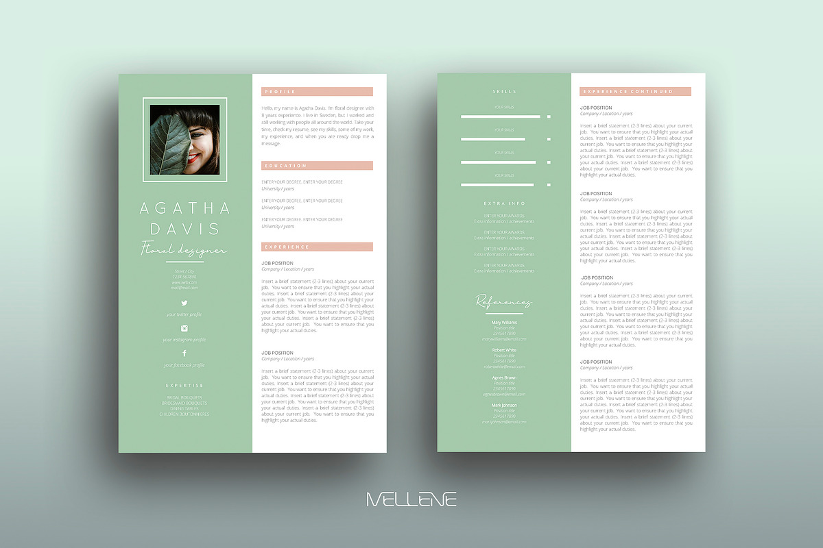 Resume / CV template - Agatha, a Resume Template by Mellene Templates (Photo 1 of 3)