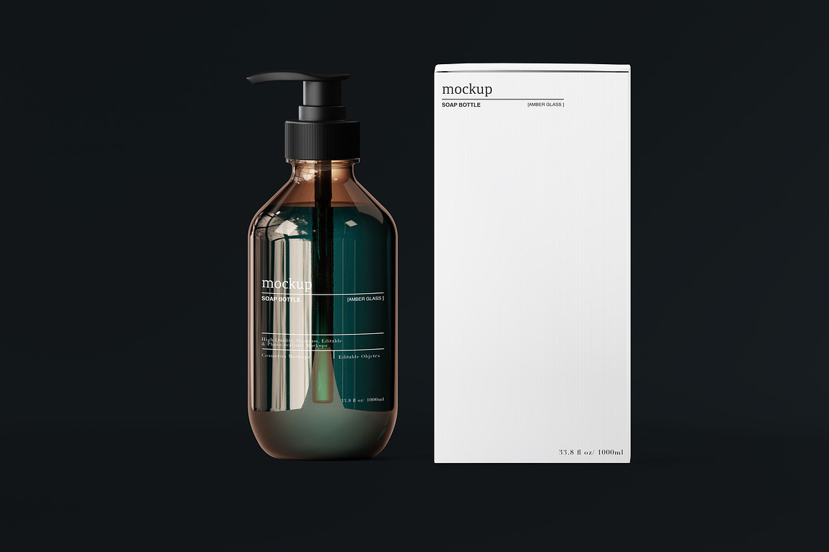 Amber – Glass Soap Bottle Mockup Set, a Packaging Mockup by Zumrod (Photo 8 of 10)
