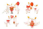 Cute Hand Drawn Birthday Goose, an Animal Illustration by the_myro (Thumbnail 3 of 13)
