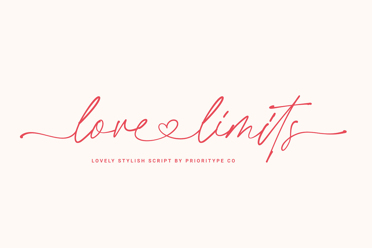Love Limits - Lovely Stylish Font, a Script Font by Prioritype Co (Photo 1 of 10)