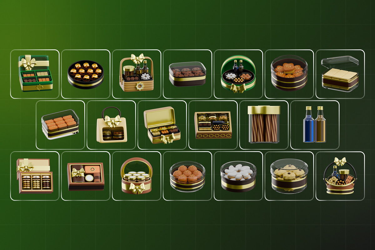 Hampers & Giftbox 3D Icon Pack, an Object 3D Model by Haps Space (Photo 4 of 4)
