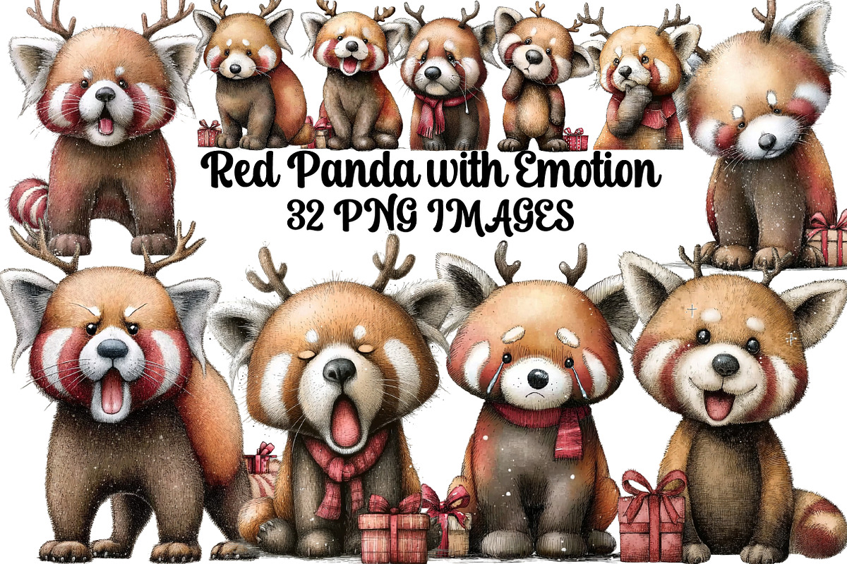 Red Panda with Emotion Clipart, an Illustration by DreamArtGraphic (Photo 1 of 5)