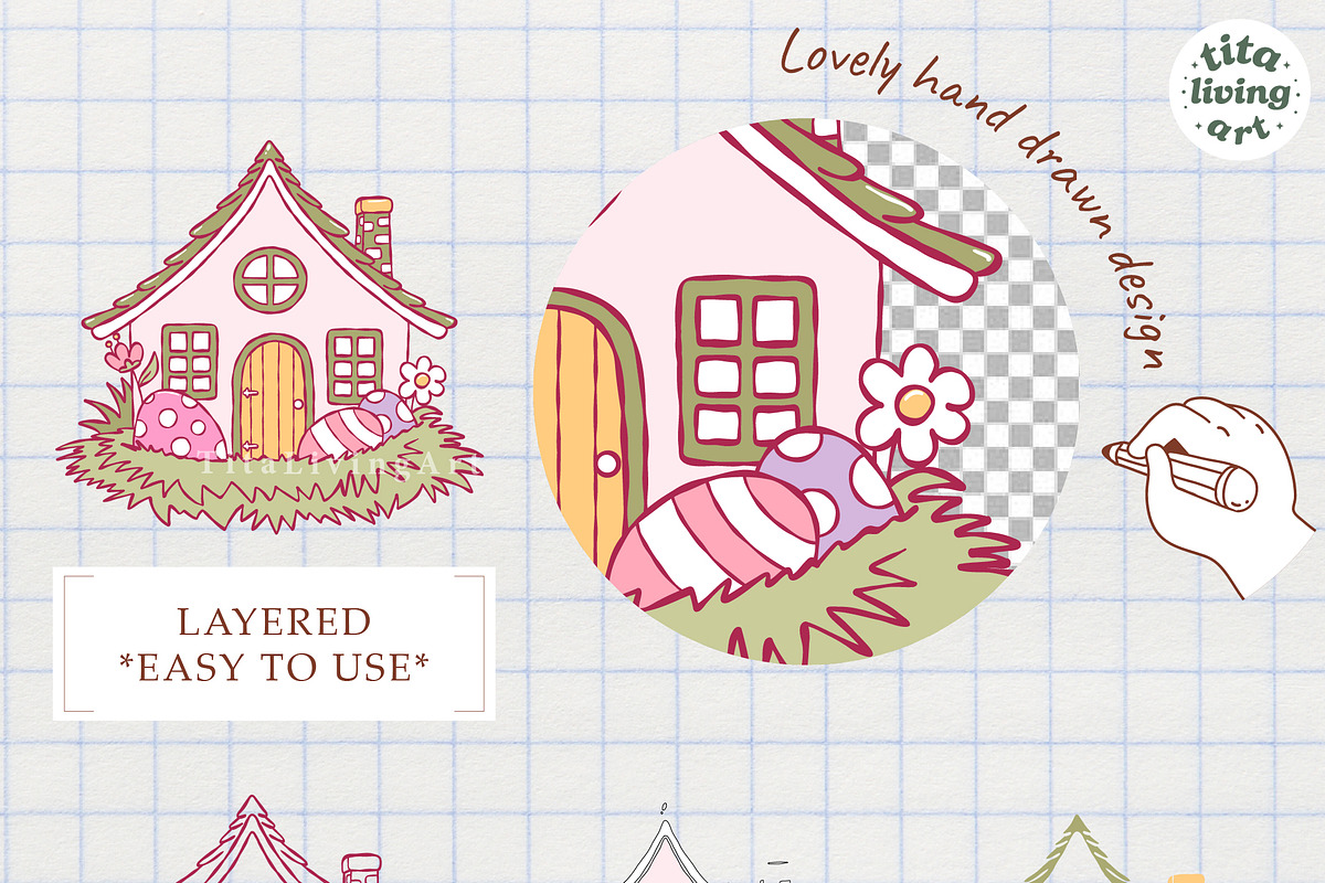 Easter Village Clipart | Hand Drawn, a Seasonal Illustration by TitaLivingArt (Photo 6 of 10)