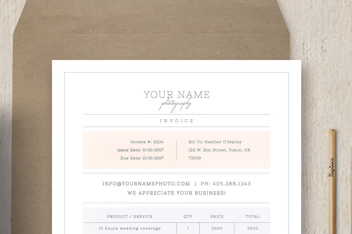Photographer Invoice Template, a Flyer Template by roselindoco (Photo 2 of 2)